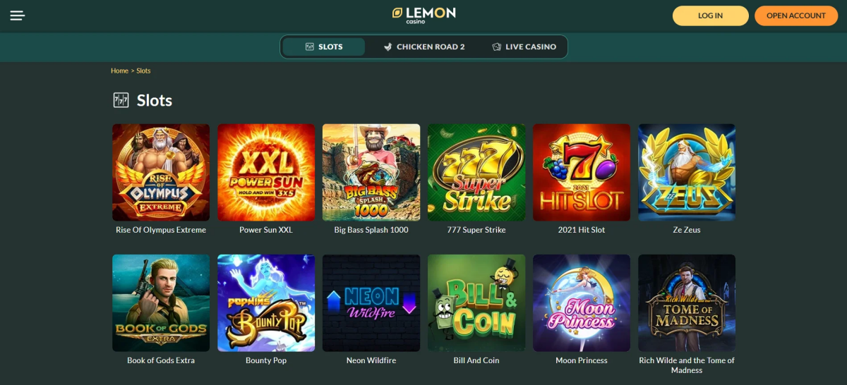 lemon online casino games